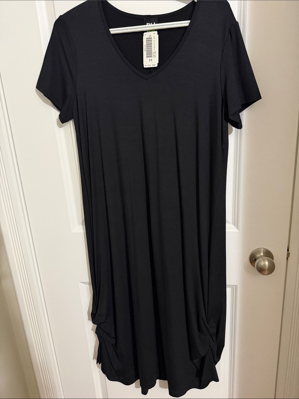 Sz M⭐️NWT Pure Essence Bamboo Jersey Black Up Down Hem MIDI Dress  44”L PTP 19”